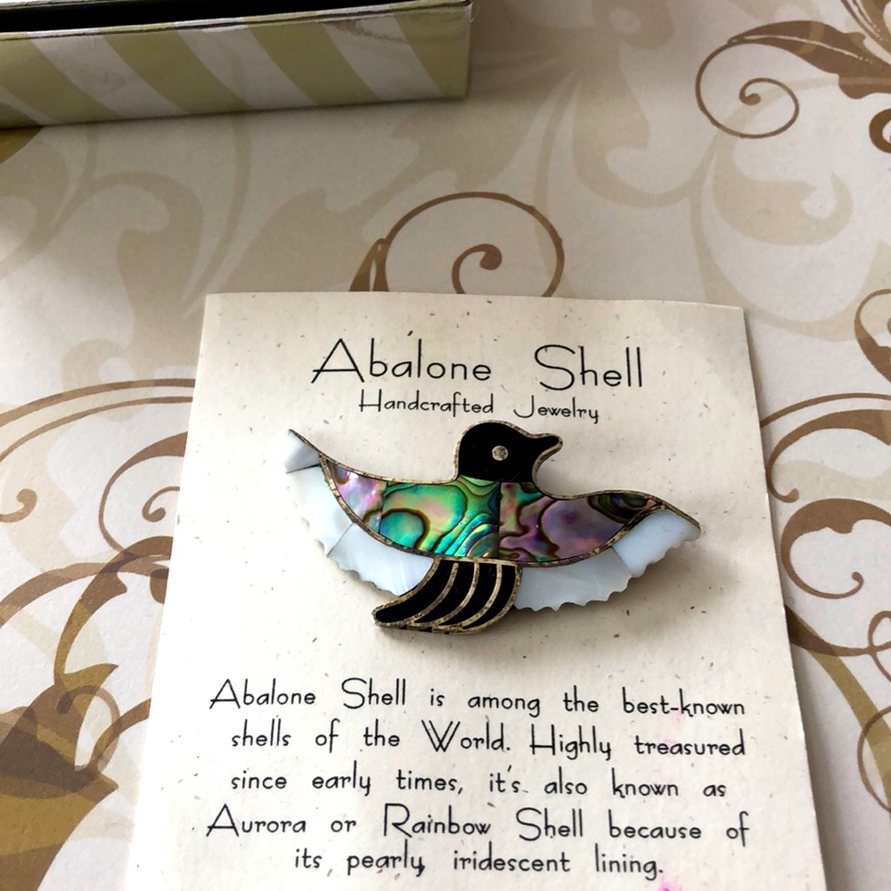 Abalone Shell Handcrafted Beautiful Bird Pin.